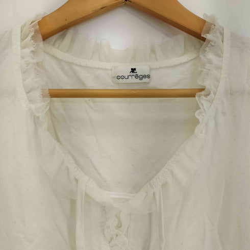 クレージュ courreges フリルネック チュール半袖カットソー レディース 40