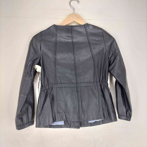 アンクライン ANNE KLEIN ラムレザーノーカラージャケット レディース