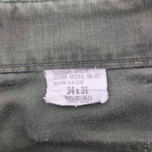 ユーエスアーミー U.S. ARMY 70S 米軍 OG-107 UTILITY TROUSERS 尿素ボタン ボタンフライ ベイカーパンツ ファティーグパンツ 1973年製 メンズ 34×31