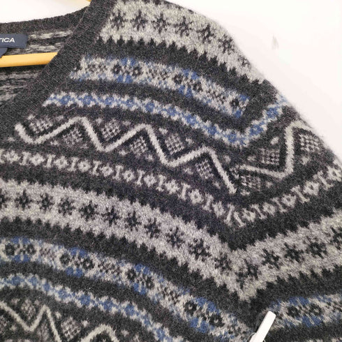 ノーティカ NAUTICA 90-00s ノルディック柄 Vネック ウールニット メンズ import:L