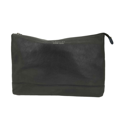 バーバリーブラックレーベル BURBERRY BLACK LABEL フロントロゴ レザークラッチバッグ メンズ