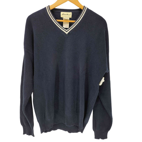 エディーバウアー Eddie Bauer 90-00S 白タグ プルオーバー Vネック リブ ニット セーター メンズ import:M