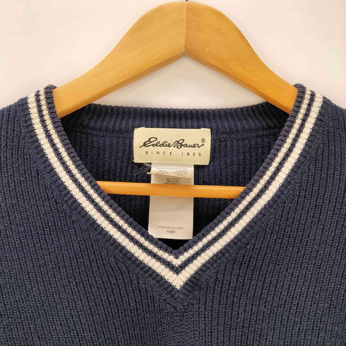 エディーバウアー Eddie Bauer 90-00S 白タグ プルオーバー Vネック リブ ニット セーター メンズ import:M