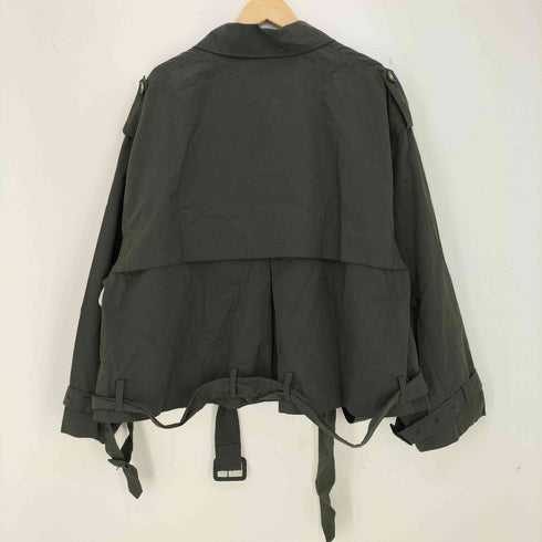 Aphlotus クロップド丈 スタンドカラー ミリタリー トレンチコート レディース JPN:M
