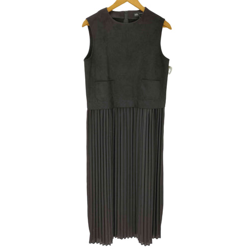 ザラ ZARA スムース プリーツ 異素材 切替 ノースリーブ ワンピース レディース import:M