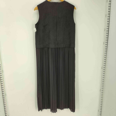 ザラ ZARA スムース プリーツ 異素材 切替 ノースリーブ ワンピース レディース import:M