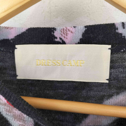 ドレスキャンプ DRESSCAMP 総柄 フレアスリーブ デザインニット レディース
