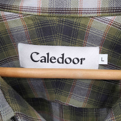 Caledoor マルチポケット 開襟 オープンカラー ウール チェックシャツ メンズ import:L