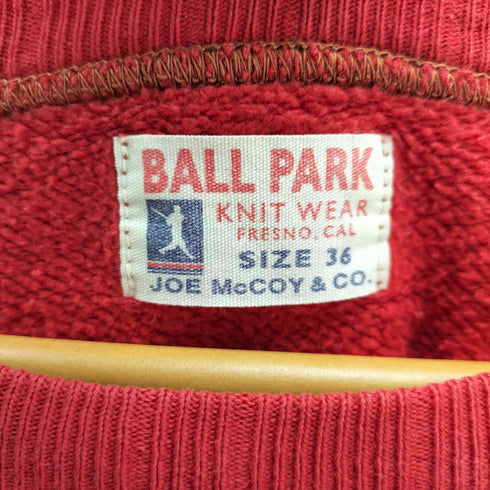 ジョーマッコイ JOE McCOY TOYS McCOY 旧タグ BALL PARK CLIFTON 21 TIGERS 3段 プリント フリーダムスリーブ スウェット メンズ 36