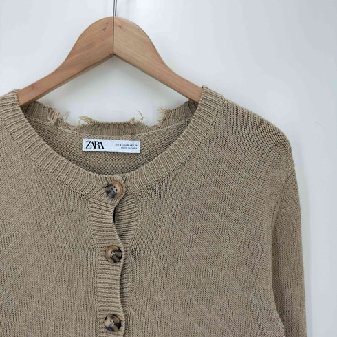 ザラ ZARA ダメージ加工 クルーネックカーディガン レディース JPN:S