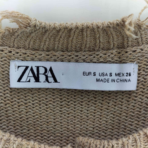 ザラ ZARA ダメージ加工 クルーネックカーディガン レディース JPN:S
