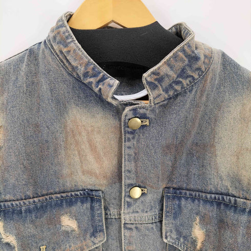 ARGUECULTURE 切りっぱなしスタンドカラーデニムジャケット メンズ import:XL