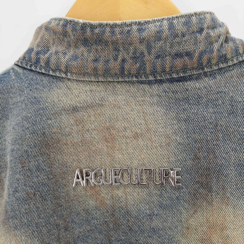 ARGUECULTURE 切りっぱなしスタンドカラーデニムジャケット メンズ import:XL