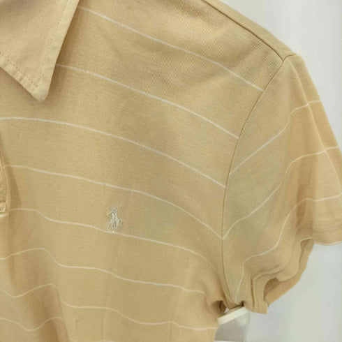 ラルフローレンゴルフ RALPH LAUREN GOLF USA製 ポニー刺繍 ボーダー スナップボタン ポロシャツ レディース import:M