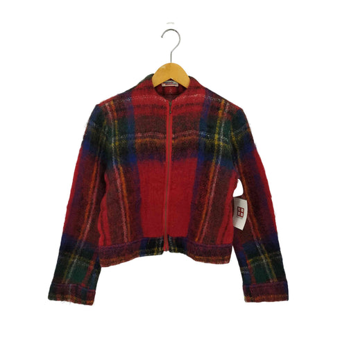 ヒステリックグラマー HYSTERIC GLAMOUR 90s スコットランド製 チェック ジップ モヘアカーディガン Y2K レディース FREE