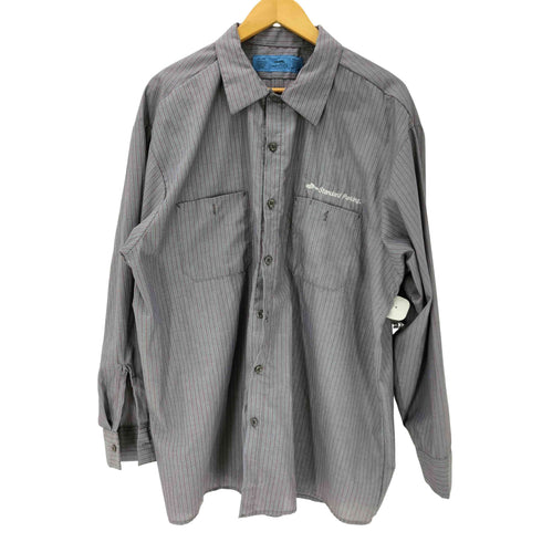 シンタス CINTAS Comfort FLEX 65/35 ポリコットン USA製 企業ロゴ 刺繍 L/S ストライプ ワーク シャツ ビッグサイズ メンズ 2XL