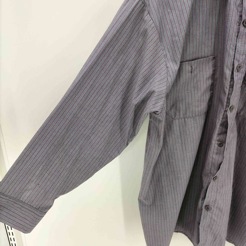 シンタス CINTAS Comfort FLEX 65/35 ポリコットン USA製 企業ロゴ 刺繍 L/S ストライプ ワーク シャツ ビッグサイズ メンズ 2XL