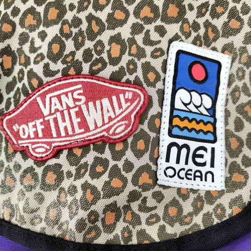 メイ MEI ロゴ ワッペン レオパード フラップ ショルダー バッグ レディース