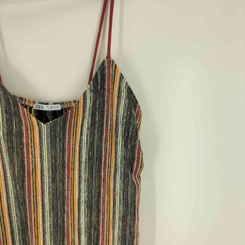 ザラ ZARA マルチカラーストライプ キャミ ワンピース レディース import:M