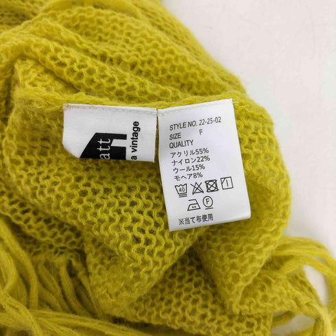 ファーファット FAFATT モヘア混 裾フリンジ ローゲージ メッシュニット ワンピース レディース FREE