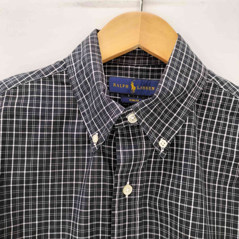 ラルフローレン RALPH LAUREN SLIM FIT ポニー刺繍 ボタンダウン チェック L/S シャツ メンズ import:M