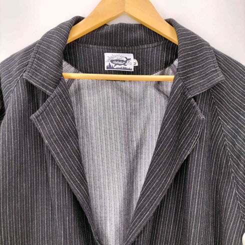 CARFARMALL シルケット加工 ピンストライプ ノッチドラペル S/S ジャケット メンズ import:M