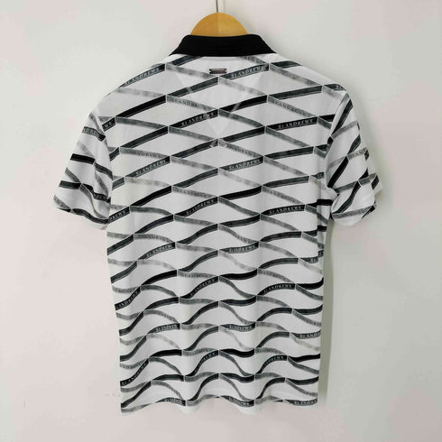 セントアンドリュース St. Andrews ダイヤプリント 総柄 ストレッチ 半袖 ポロシャツ メンズ JPN:M