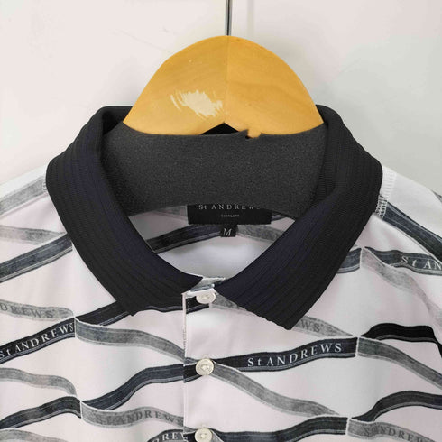 セントアンドリュース St. Andrews ダイヤプリント 総柄 ストレッチ 半袖 ポロシャツ メンズ JPN:M