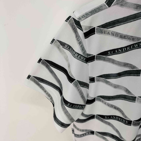 セントアンドリュース St. Andrews ダイヤプリント 総柄 ストレッチ 半袖 ポロシャツ メンズ JPN:M