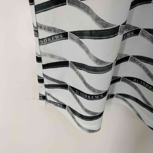 セントアンドリュース St. Andrews ダイヤプリント 総柄 ストレッチ 半袖 ポロシャツ メンズ JPN:M