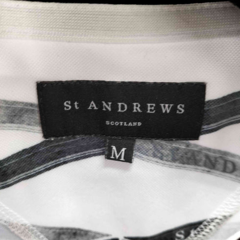 セントアンドリュース St. Andrews ダイヤプリント 総柄 ストレッチ 半袖 ポロシャツ メンズ JPN:M