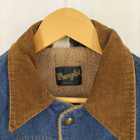 ラングラー Wrangler 70s USA製 黒タグ 衿コーデュロイ ボア デニムジャケット メンズ