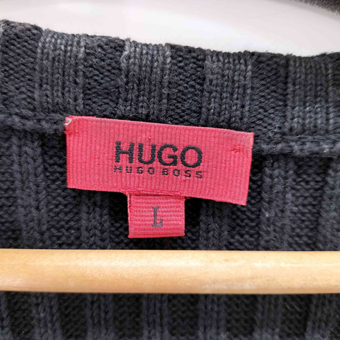 ヒューゴボス HUGO BOSS Y2K ジップデザイン リブニットセーター メンズ import:L