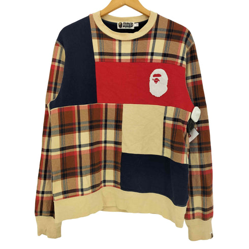 アベイシングエイプ A BATHING APE 21aw BAPE CHECK APE HEAD CREWNECK メンズ JPN:L