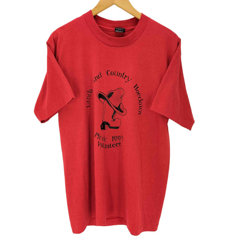 フルーツオブザルーム FRUIT OF THE LOOM BEST 90S USA製 Lands End Country Hoedown Picnic 1993 プリント 半袖 Tシャツ シングルステッチ メンズ import:L
