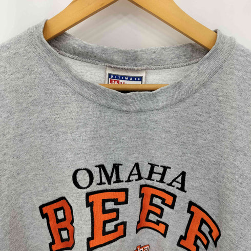 ヘインズ Hanes 90-00s OMAHA BEEF 刺繍 スウェットトレーナー メンズ import:XL