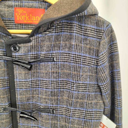 ヨークランド YORKLAND タータンチェック ウール ダッフルコート レディース 9