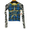 Zebra & Check Print Long Sleeve Cropped T-Shirt レディース