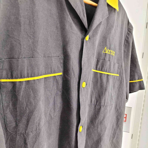 ヒルトン HILTON 90S 企業ロゴ刺繍 開襟 ポリコットン S/S ボーリング シャツ メンズ import:M