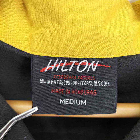 ヒルトン HILTON 90S 企業ロゴ刺繍 開襟 ポリコットン S/S ボーリング シャツ メンズ import:M