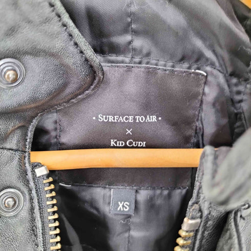 SURFACE TO AIR × Kid Cudi ジッパーディティール スタンドカラー バイカラーライダースジャケット Street メンズ XS