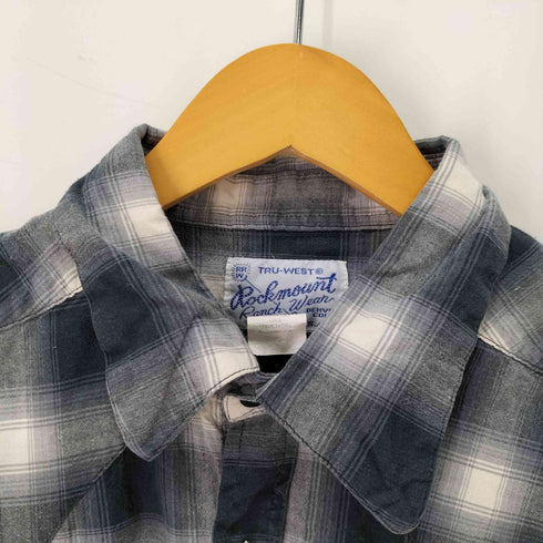 ROCKMOUNT 80s 襟芯 USA製 オンブレチェック ウエスタンシャツ メンズ JPN:M