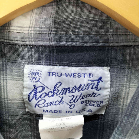 ROCKMOUNT 80s 襟芯 USA製 オンブレチェック ウエスタンシャツ メンズ JPN:M
