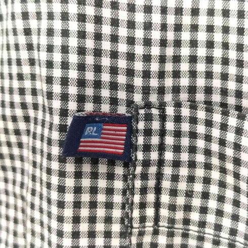 ポロジーンズカンパニーラルフローレン POLO JEANS COMPANY RALPH LAUREN 90s 星条旗 ギンガムチェック ボタンダウンシャツ ポロジン メンズ import:M