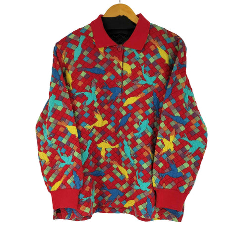 ジャンセン jantzen 90S L/S 総柄ニットポロシャツ メンズ import:L