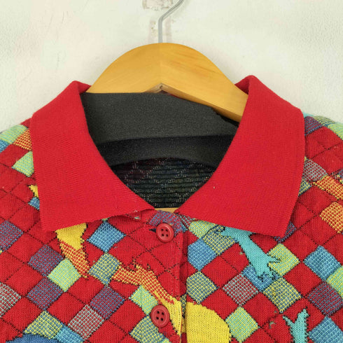 ジャンセン jantzen 90S L/S 総柄ニットポロシャツ メンズ import:L