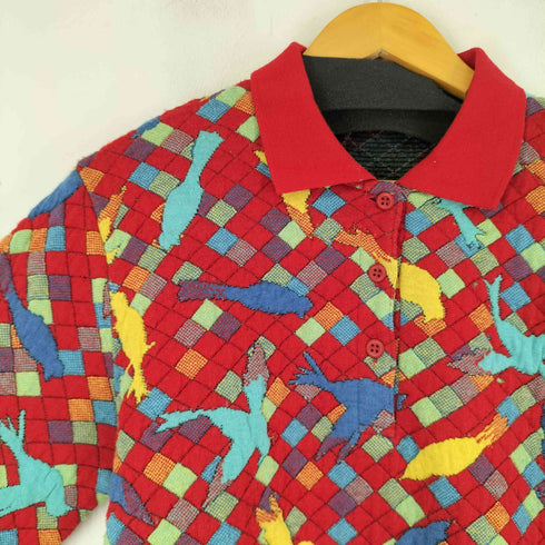 ジャンセン jantzen 90S L/S 総柄ニットポロシャツ メンズ import:L