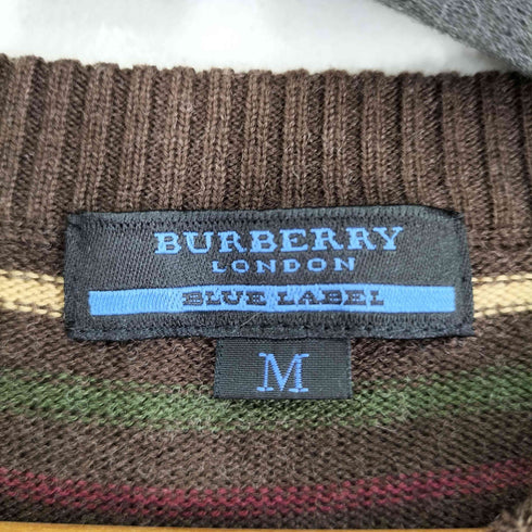 バーバリーブルーレーベル BURBERRY BLUE LABEL ワンポイントロゴ刺繍 L/S ボーダーニット レディース import:M