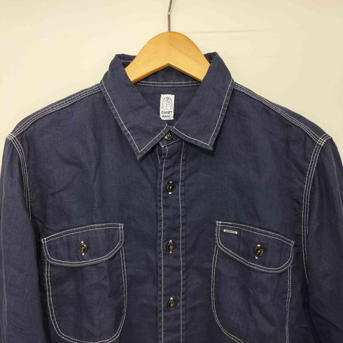 カトー KATO フラップポケット 猫目ボタン リネン L/S シャツ メンズ JPN:M