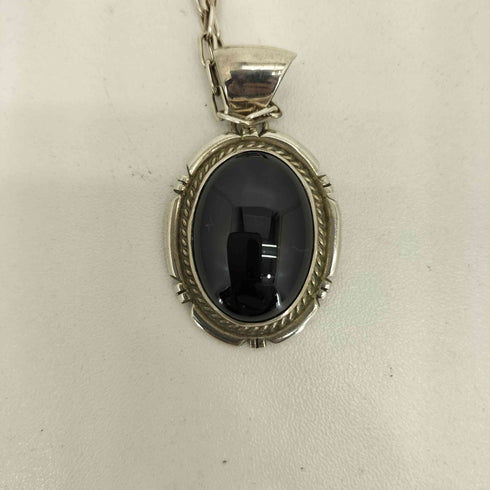 ナバホ NAVAJO P.A.Smith Sterling刻印 オニキスネックレス メンズ